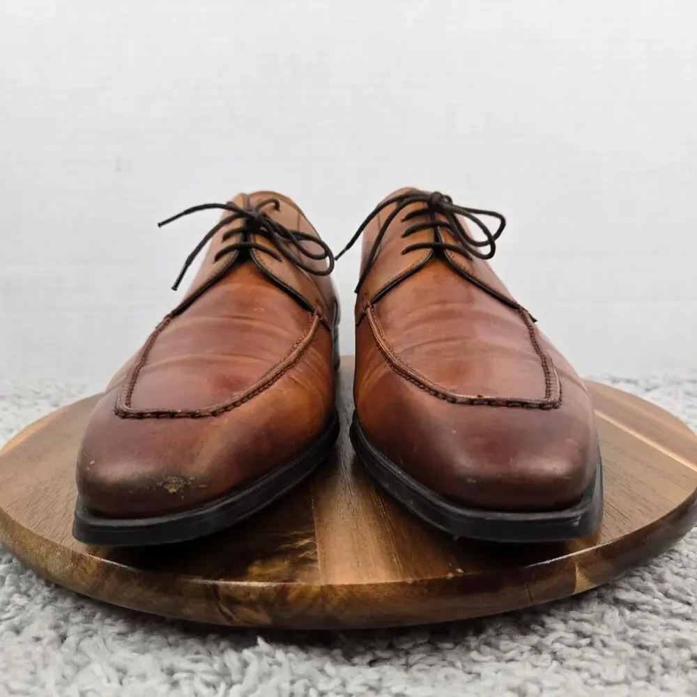 Magnanni Mens 13M Brown Leather Apron Toe Business Casual Oxford Dress Shoe